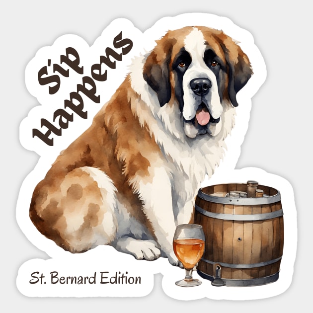 St. Bernard Dog Sip Happens Sticker by sifis